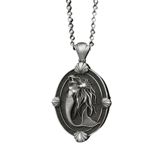 Mermaid Goddess Cameo~ Siren Sovereign Wispy Hair Abstract Art Backbend Necklace - Picture 6 of 15